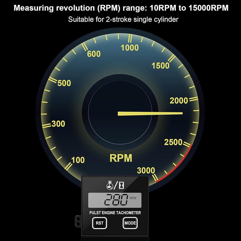 HTPREC Digital Tachometer Small Engine Chainsaw Tacho Meter Inductive Pulse Tach Gauge 2 Stroke 4 Stroke RPM Tachometer Tool for Generator Cropper Marine Lawn Mower Truck ATV Motorcycle Dirt Bike Motocross - Image 5